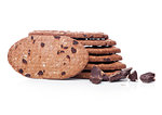 Healthy bio chocolate breakfast grain biscuits  on white background