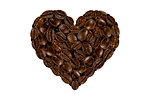 heart made of coffee beans on white background