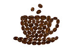 cup of morning coffee made from coffee beans on white background