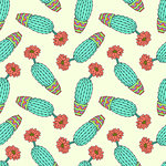 Seamless pattern with colorful hand drawn cactuses.Vector illustration.