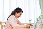 Japanese kid studying at home