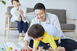 Japanese family in the living room