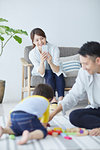 Japanese family in the living room