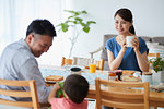 Japanese family in the kitchen