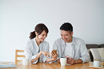 Japanese couple in the living room