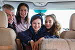 Portrait happy family in motor home