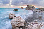 Cyprus, Paphos, Petra tou Romiou also known as Aphrodite's Rock at sunset