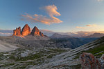 Sunset on Tre Cime di Lavaredo, Dolomites, Dobbiaco, South Tyrol, Bolzano, Italy