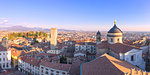 Historic center of Upper Town from above. Bergamo, Lombardy, Italy.