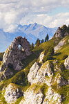 The Porta di Prada, a rock natural arch in the Grigna group. Grigna Settentrionale(Grignone), Northern Grigna Regional Park, Lombardy, Italy, Europe.