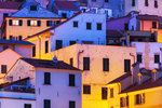 Detail of the houses of Cervo at twilight. Cervo, Imperia province, Liguria, Italy, Europe.