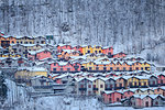 Colorful houses at Valbondione, Val Seriana, Bergamo province, Lombardy, Italy.
