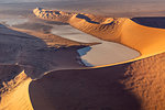 Aerial view of the sand dunes of Sossusvlei at sunset,Namib Naukluft national park,Namibia,Africa