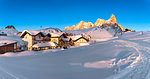 Pale di San Martino mountains, View of Passo Rolle, San Martino di Castrozza village, Trento district, Trentino Alto Adige, Italy