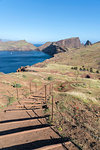 Pr8 trail to St Lawrence Point, looking towards Sardines' Bay. Canical, Machico district, Madeira region, Portugal.