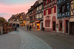 Street in the medieval old town of Colmar, Haut-Rhin department, Grand Est region, Alsace, France