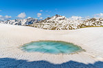 A mountain lake with mount Gavia in background. Santa Caterina Valfurva, Gavia pass, Lombardy, Italy.