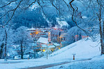 Historic town of Berchtesgaden in winter with snow, Berchtesgadener Land, Upper Bavaria, Bavaria, Germany
