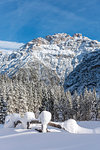 Carbonin / Schluderbach, Dobbiaco / Toblach, Dolomites, province of Bolzano, South Tyrol, Italy, Europe. The peaks of Mount Rudo