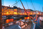 Blue Hour in Nyhavn, Copenhagen, Hovedstaden, Denmark, Northern Europe.