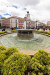 Fountain in the central Plaza de la Puerta del Sol, Madrid, Spain