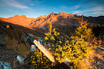 Monte Disgrazia Corni Bruciati and Valle Airale seen from Sasso Bianco in autumn, Valmalenco, Valtellina, Lombardy, Italy