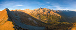 Aerial panoramic of Monte Disgrazia and Corni Bruciati from Sasso Bianco in autumn, Valmalenco, Valtellina, Lombardy, Italy