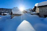 Alpine village of Lendine in winter, Olmo, valle Spluga, province of sondrio, lombardy, italy, europe