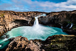 Aldeyjarfoss waterfall surrounded by the basaltic columns, North Iceland, Europe