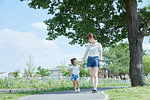 Japanese mother and daughter at the park