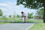 Japanese father and son at the park