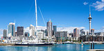 Viaduct Harbour waterfront area and Auckland Marina, Auckland skyline, Sky Tower, Auckland, North Island, New Zealand, Pacific