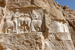 Bas relief showing the investiture of Ardashir I, Naqsh-e Rostam necropolis, Persepolis area, Iran, Middle East