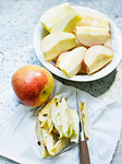 Sliced apples with core removed