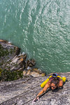 Woman rock climbing, Squamish, Canada