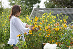 Woman working on garden