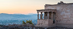 Porch of the maidens (Caryatids), Erechtheion, Acropolis at sunset, UNESCO World Heritage Site, Athens, Attica Region, Greece, Europe