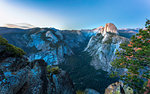 Half Dome and Yosemite Valley viewed from Glacier Point at dusk, Yosemite National Park, UNESCO World Heritage Site, California, United States of America, North America