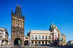 Powder Tower and Theatre, Prague, UNESCO World Heritage Site, Bohemia, Czech Republic, Europe