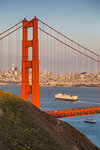 View of Golden Gate Bridge from Golden Gate Bridge Vista Point at sunset, San Francisco, California, United States of America, North America