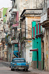 Old vintage American car parked in street, Havana, Cuba, West Indies, Caribbean, Central America