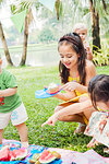 Children at birthday picnic