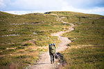 Person on a hiking trail at the Pallas-Yllastunturi National Park in Lapland, Sweden