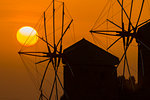 Windmills in Chora, Patmos, Dodecanese, Greek Islands, greece, Europe