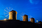 Windmills in Chora, Patmos, Dodecanese, Greek Islands, Greece, Europe