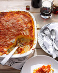 Dish of polenta cheese casserole