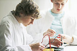 Students working in science lab