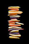 Colorful stack of root vegetables