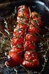 Roasted cherry tomatoes on vine