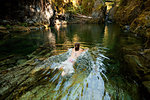Woman swimming in river